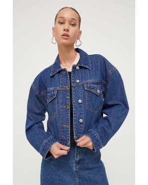 Abercrombie & Fitch kurtka jeansowa damska kolor granatowy przejściowa oversize