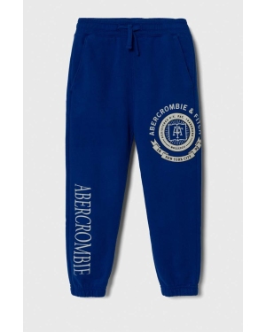 Abercrombie & Fitch spodnie dresowe dziecięce kolor niebieski z nadrukiem