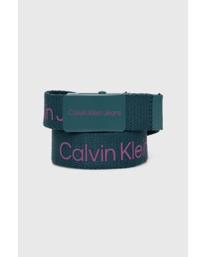 Calvin Klein Jeans pasek dziecięcy kolor zielony