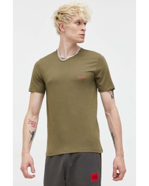 HUGO t-shirt bawełniany 3-pack kolor zielony z nadrukiem 50480088