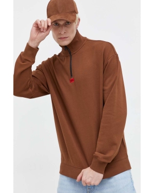 HUGO bluza bawełniana męska kolor brązowy gładka 50470121