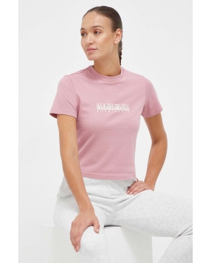 Napapijri t-shirt bawełniany kolor różowy