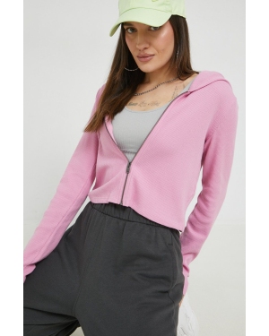 Hollister Co. bluza damska kolor fioletowy z kapturem gładka
