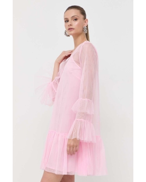 Twinset sukienka kolor różowy mini rozkloszowana