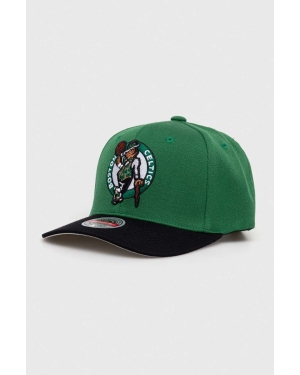 Mitchell&Ness czapka z daszkiem z domieszką wełny BOSTON CELTICS kolor zielony wzorzysta