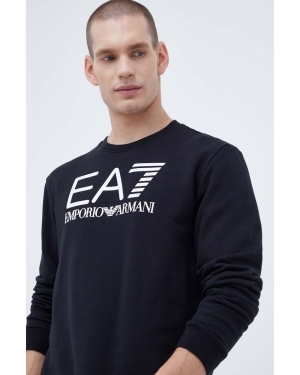 EA7 Emporio Armani bluza bawełniana męska kolor czarny z aplikacją