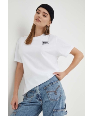 Moschino Jeans t-shirt bawełniany kolor biały