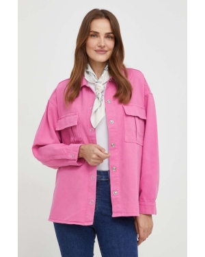 Answear Lab kurtka jeansowa damska kolor różowy przejściowa
