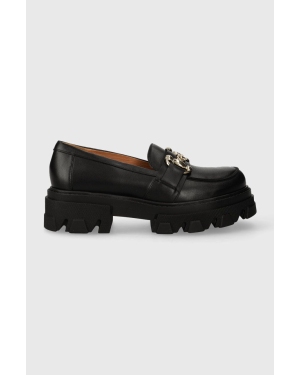 Charles Footwear mokasyny skórzane Vloglola damskie kolor czarny na platformie Vloglola.Loafer.Black