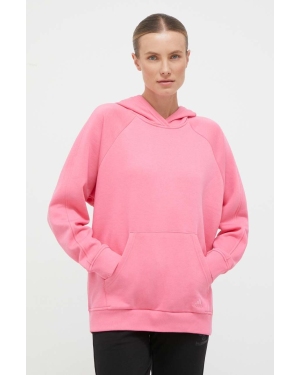 adidas bluza damska kolor różowy z kapturem gładka