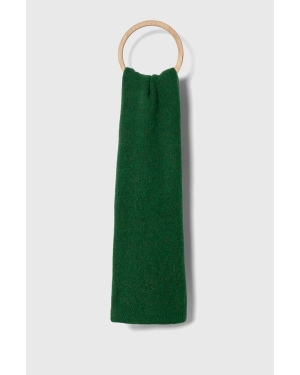 American Vintage szalik z domieszką wełny kolor zielony gładki