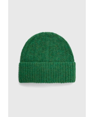 American Vintage czapka z domieszką wełny kolor zielony