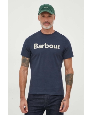 Barbour t-shirt bawełniany kolor granatowy z nadrukiem MTS0531