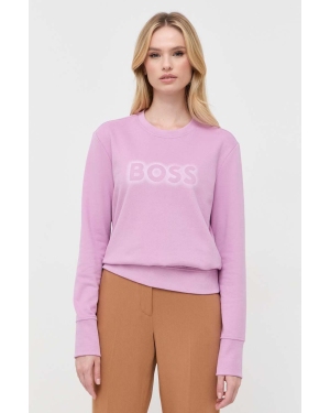 Boss Orange bluza bawełniana BOSS ORANGE damska kolor różowy z nadrukiem