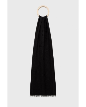 Calvin Klein szal wełniany kolor czarny gładki