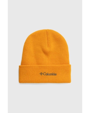 Columbia czapka dziecięca kolor żółty z grubej dzianiny