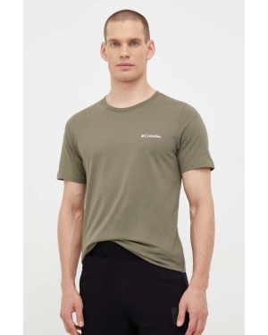 Columbia t-shirt bawełniany kolor zielony z nadrukiem