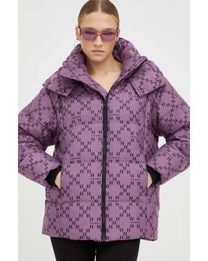 Karl Lagerfeld kurtka puchowa damska kolor fioletowy zimowa