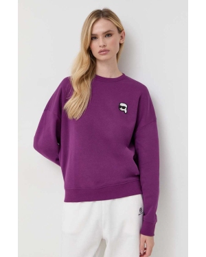 Karl Lagerfeld bluza damska kolor fioletowy z aplikacją