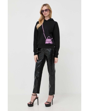 Karl Lagerfeld bluza damska kolor czarny z kapturem z nadrukiem