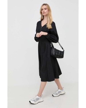 Karl Lagerfeld sukienka bawełniana kolor czarny mini rozkloszowana