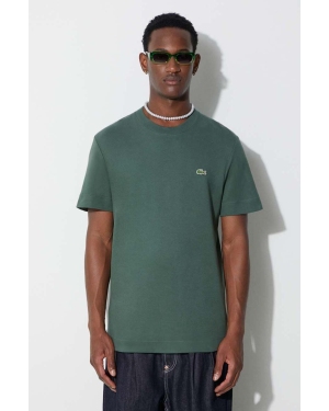 Lacoste t-shirt bawełniany kolor zielony gładki
