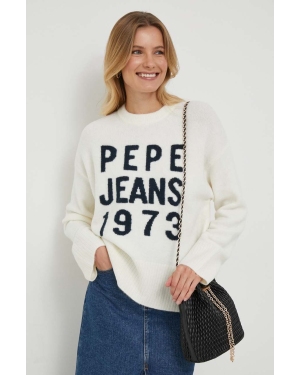 Pepe Jeans sweter z domieszką wełny ELARA damski kolor beżowy ciepły