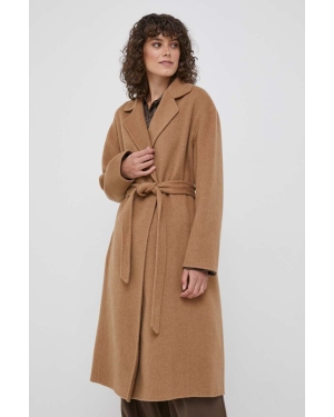 Polo Ralph Lauren płaszcz wełniany kolor beżowy przejściowy oversize