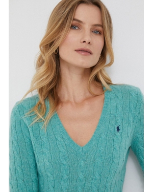 Polo Ralph Lauren sweter wełniany damski kolor zielony lekki