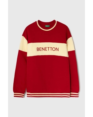 United Colors of Benetton bluza bawełniana dziecięca kolor czerwony wzorzysta