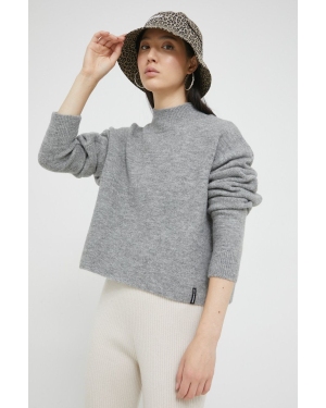 Superdry sweter damski kolor szary z półgolfem