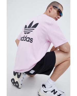 adidas Originals t-shirt bawełniany kolor różowy z aplikacją