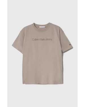 Calvin Klein Jeans t-shirt kolor szary z aplikacją
