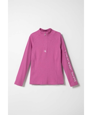 Calvin Klein Jeans bluza dziecięca kolor fioletowy z nadrukiem
