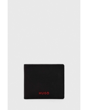 HUGO portfel skórzany męski kolor czarny