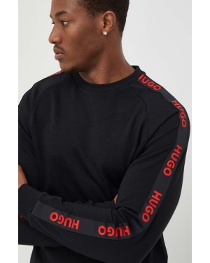 HUGO bluza bawełniana lounge kolor czarny z aplikacją