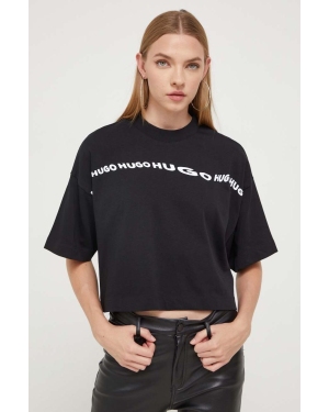 HUGO t-shirt bawełniany kolor czarny