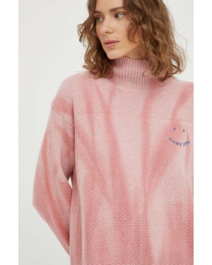 PS Paul Smith sweter wełniany damski kolor różowy z golfem