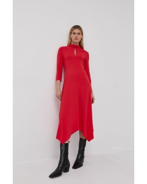 Liviana Conti sukienka kolor czerwony midi rozkloszowana