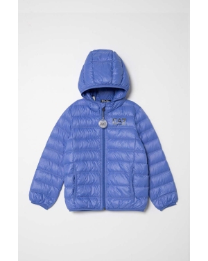 EA7 Emporio Armani kurtka puchowa dziecięca kolor niebieski