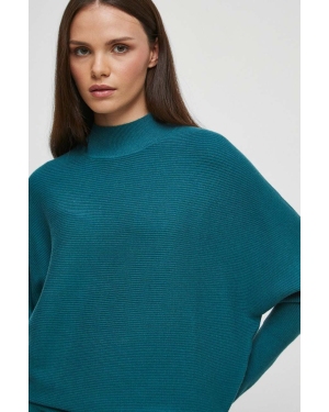 Medicine sweter damski kolor zielony lekki z półgolfem