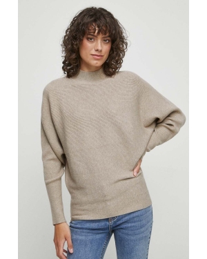 Medicine sweter damski kolor beżowy lekki z półgolfem