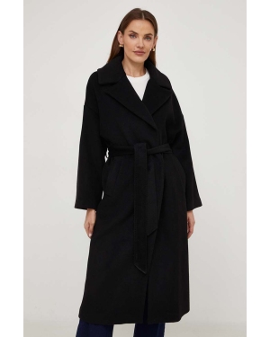 Answear Lab płaszcz wełniany kolor czarny oversize