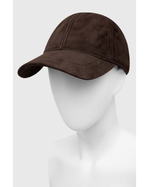 Answear Lab czapka z daszkiem zamszowa kolor brązowy gładka