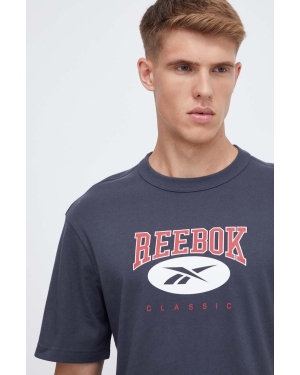 Reebok Classic t-shirt bawełniany kolor granatowy z nadrukiem