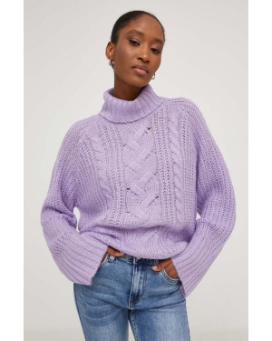 Answear Lab sweter damski kolor fioletowy z golfem