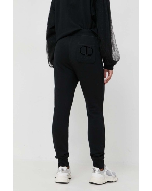Twinset spodnie dresowe bawełniane kolor czarny gładkie
