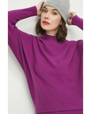 Medicine sweter damski kolor fioletowy lekki z półgolfem