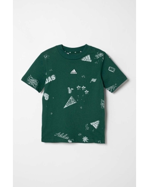 adidas t-shirt bawełniany dziecięcy J BLUV Q3 AOPT kolor zielony wzorzysty