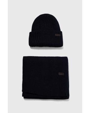 Barbour komplet Crimdon Beanie & Scarf Gift Set kolor granatowy MGS0019